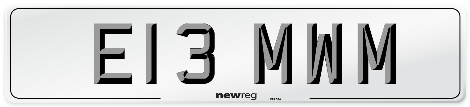 E13 MWM Number Plate from New Reg